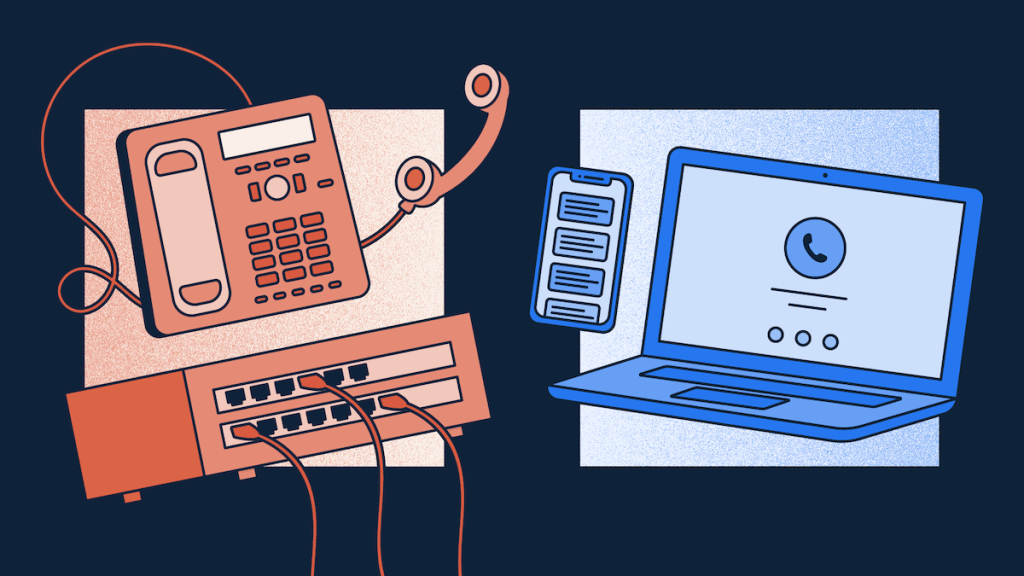 Graphical representation of VoIP vs. Traditional Phone Systems.